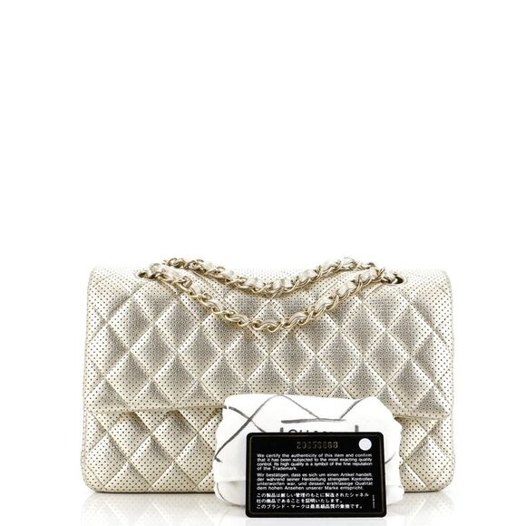 Chanel Classic Double Flap Bag Quilted Perforated Lambskin Medium Gold - Picture 2 of 8
